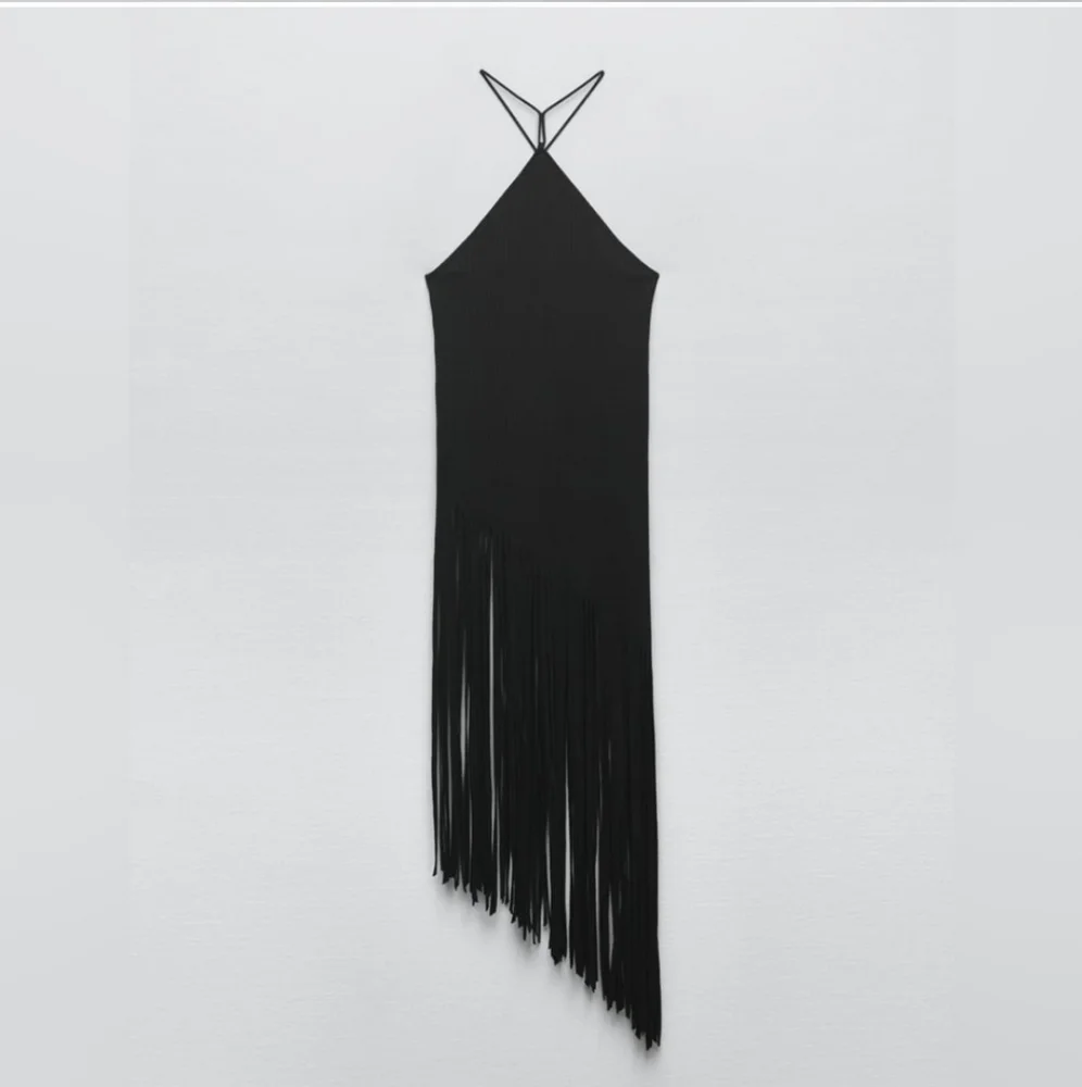 NWT ZARA * FRINGE RIBBED TOP BLACK - Picture 10 of 12